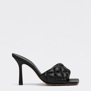 Bottega Veneta Black Intrecciato Padded Heeled Sandals